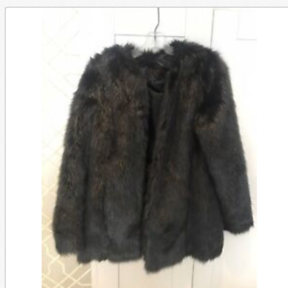 Velvet By Graham And Spencer Black Faux Fur Coat